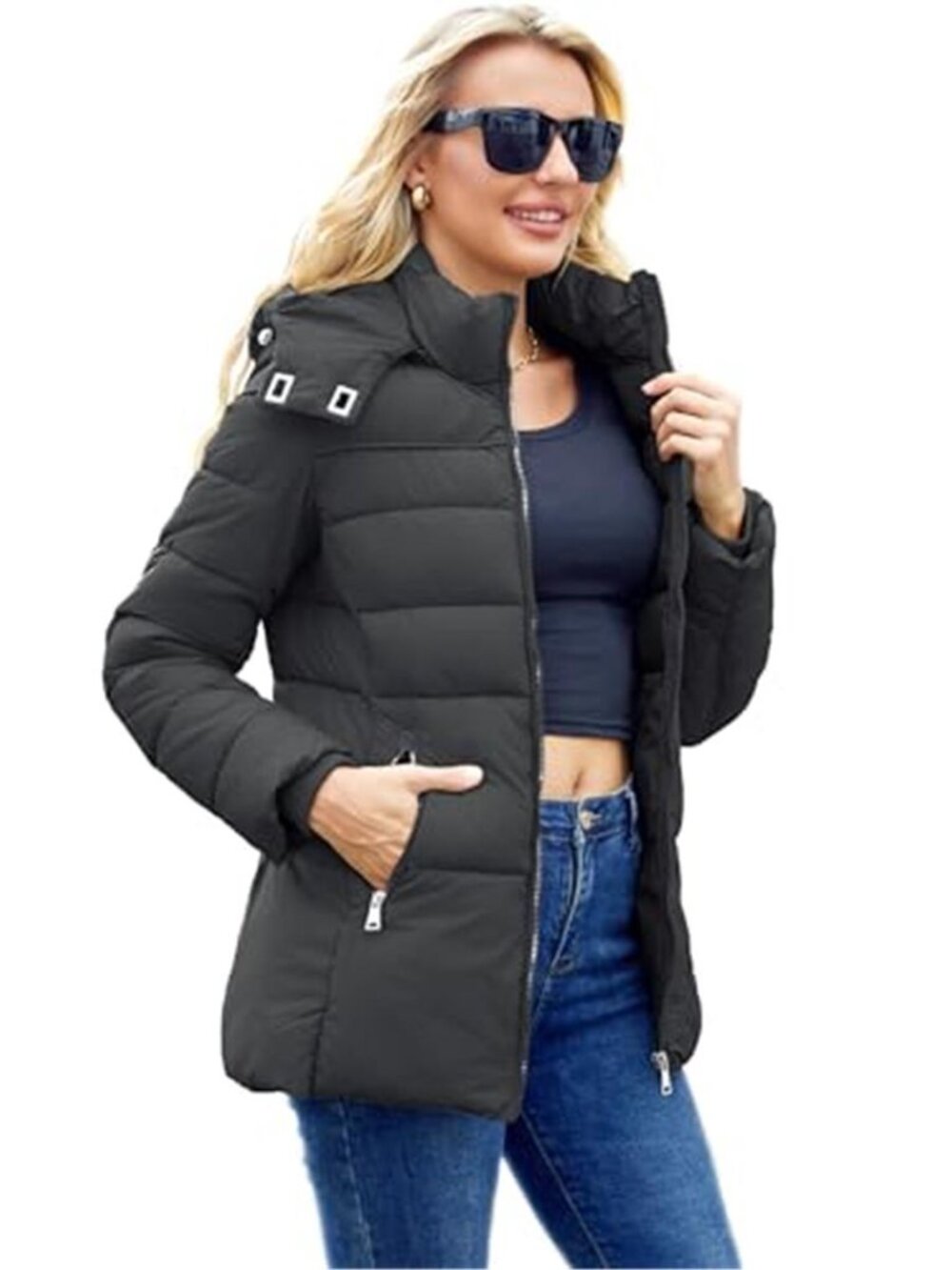 Women's Packable Puffer Jacket Winter Coat with Hood